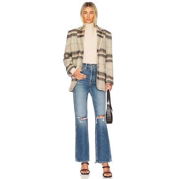 Anine Bing Jackets & Blazers - Anine Bing Quinn Blazer in Khaki Plaid Size Small